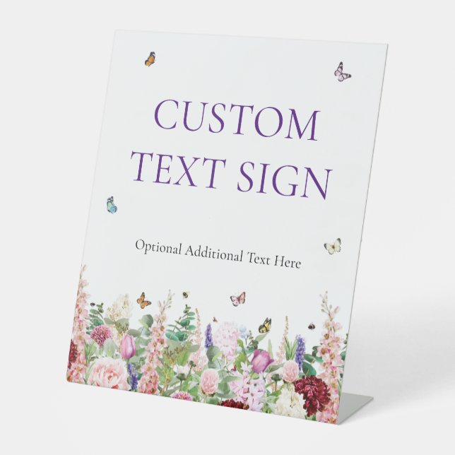 Signe De Table Elégante Fête des mariées Florale & Papillons (Recto)