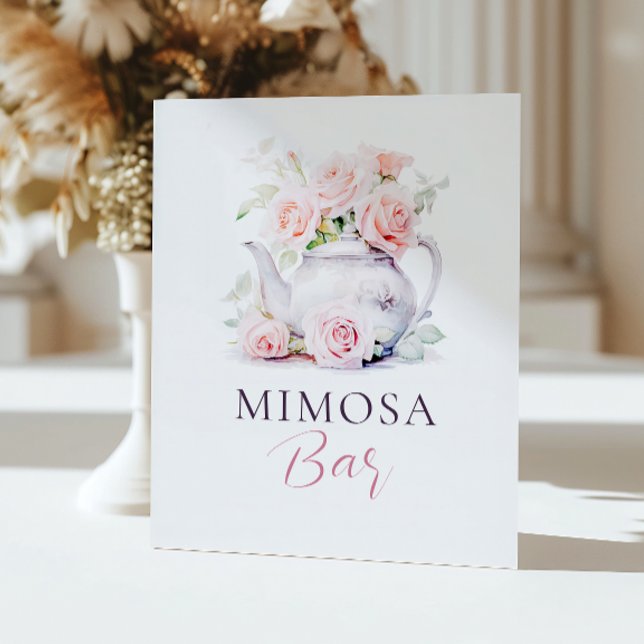 Signe De Table Elégante Fête des mariées rose pâle Mimosa Bar (Créateur téléchargé)