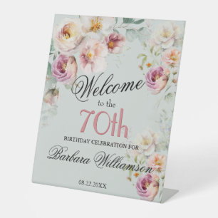 Signe De Table Elégante Fleur Aquarelle 1070e Anniversaire Bienve