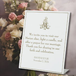 Signe De Table Elégante Marian Prière d'or Altar Mariage catholiq
