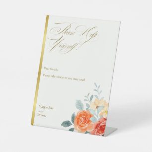 Signe De Table Élégante Panier de salle de bain à Mariage Floral 