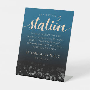 Signe De Table Elégante Pêche Océanique Bleu Mariage Sanitificati