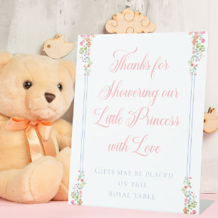 Signe De Table Elégante petite princesse Ours Baby shower cadeau