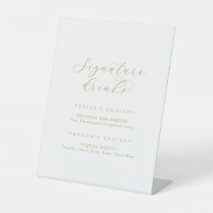 Signe De Table Élégante signature de script or Boissons Signer