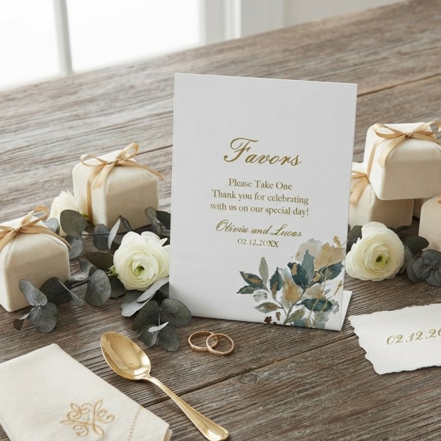 Signe De Table Élégante verdure Eucalyptus Feuille d'Or Botanique (Créateur téléchargé)