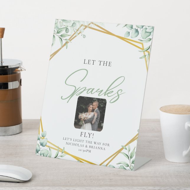 Signe De Table Elégante verdure Eucalyptus Feuille Mariage étince (In SItu)