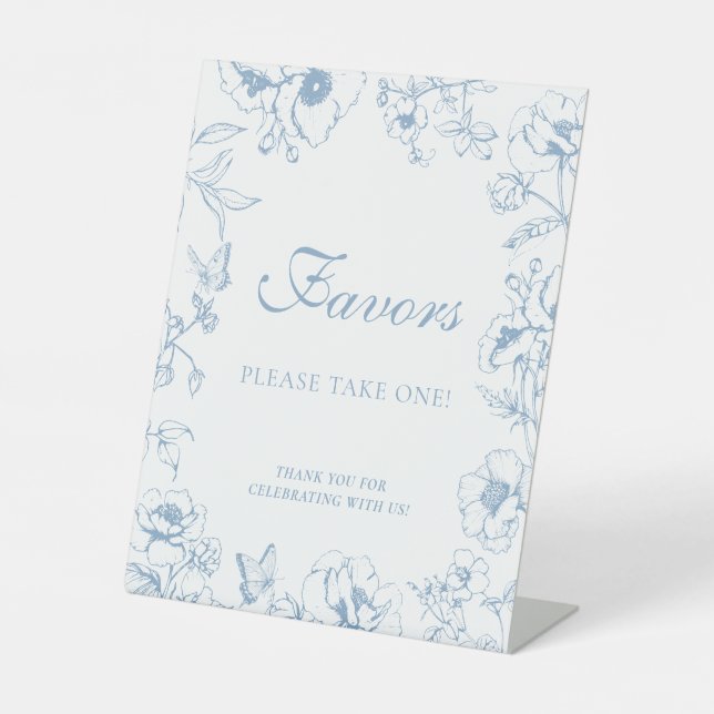 Signe De Table Élégants cadeaux de mariage floraux bleu poussiére (Recto)