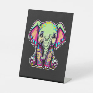 Signe De Table Eléphant mignon assis illustration numérique