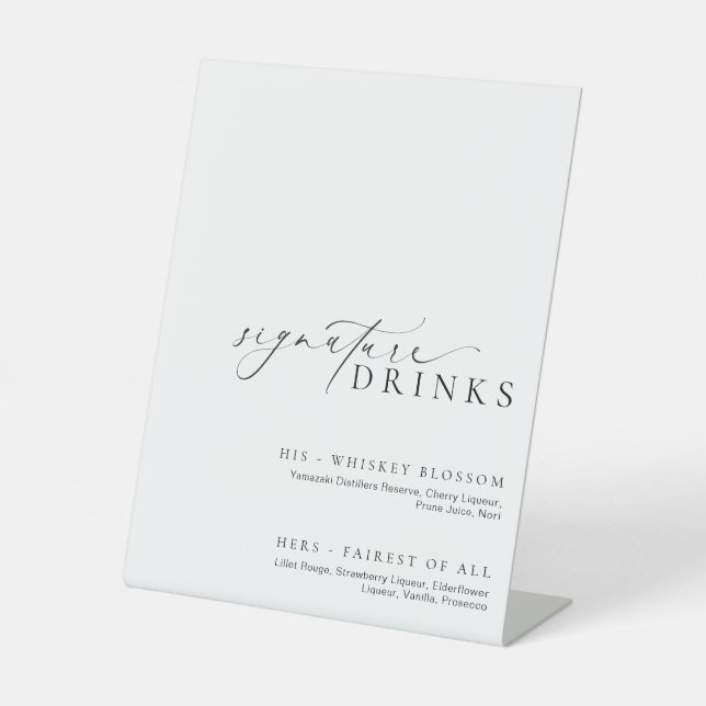 Signe De Table Ellesmere Modern Minimal Signature Boissons (Recto)