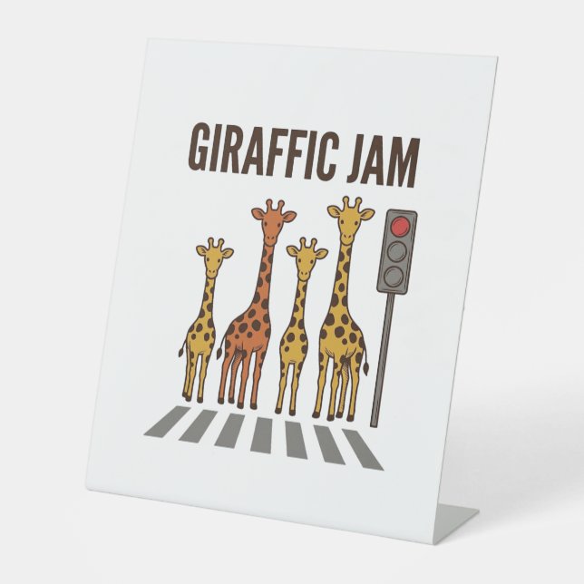 Signe De Table Embouteillage giraffic Drôle de girafe traversant  (Recto)