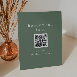 Signe De Table EMELIA QR Code Sage Green Mariage Honeymoon Fund