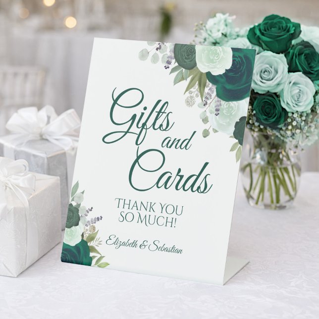 Signe De Table Emerald Green Boho Floral Cadeaux & Cartes Mariage (Créateur téléchargé)