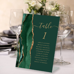 Signe De Table Emerald Green Gold Mariage Numéro de tableau