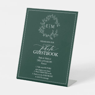 Signe De Table Emerald Green Leafy Crest Monogramme Photo Livre d