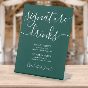 Signe De Table Emerald Modern Script Mariage Signature Boissons