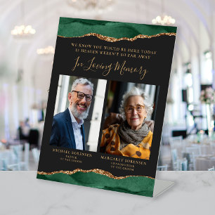 Signe De Table En Mémoire Affectueuse 2 Photo Vert Foncé Mariage