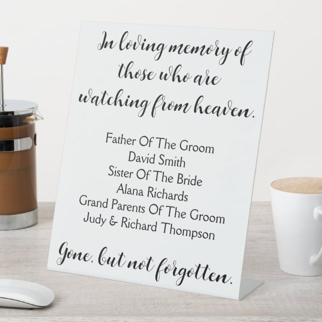 Signe De Table En Mémoire Affectueuse De Ceux Qui Veillent Depuis (In SItu)