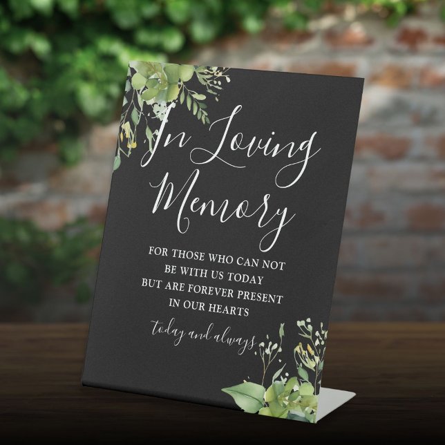 Signe De Table En Mémoire Amoureuse Verdure Mariage noir et blanc (Créateur téléchargé)