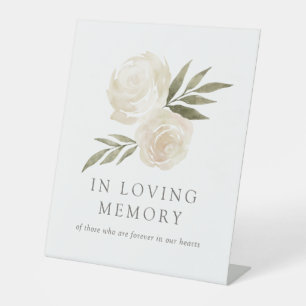 Signe De Table En Mémoire d'amour Aquarelle blanche Floral Mariag