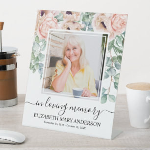 Signe De Table En Mémoire d'amour Blush rose florale photo