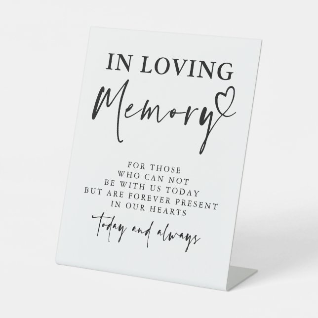 Signe De Table En Mémoire d'amour Mariage moderne blanc (Recto)