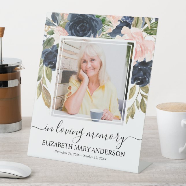 Signe De Table En mémoire d'amour Marine rose florale Photo (In SItu)