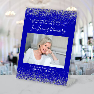 Signe De Table En mémoire d'amour Photo Royal Blue Silver Mariage