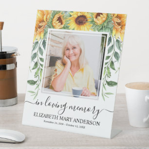 Signe De Table En mémoire d'amour tournesol floral photo funérair