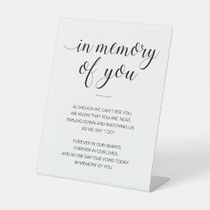 Signe De Table En souvenir de vous Mariage commémoratif poème