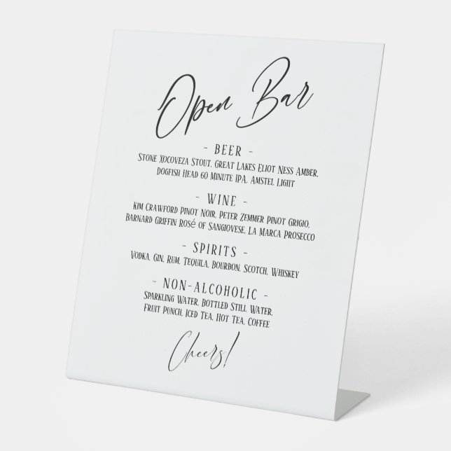 Signe De Table En-têtes d'écriture manuscrite moderne Menu simple (Recto)