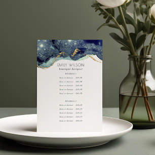 Signe De Table Encre d'alcool Argent Marine Bleu Parties scintill