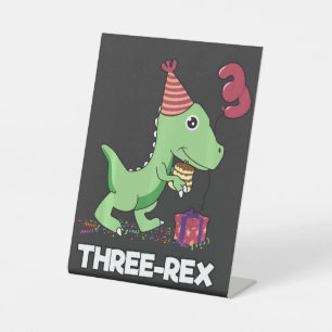 Signe De Table Enfant de 3 ans Anniversaire Dinosaur Enfants de 3
