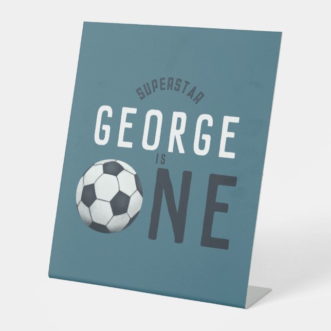 Signe De Table Enfants Cute Blue Sports 1ère fête d'anniversaire (Recto)