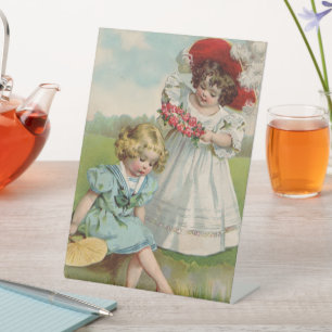 Signe De Table Enfants victoriens Vintage Été Filles Jardin