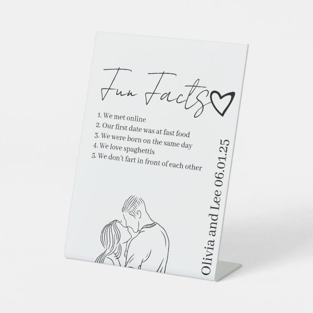 Signe De Table Engagement Party Fun facts Name Wedding  (Recto)