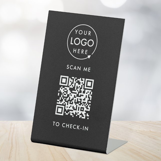 Signe De Table Enregistrement de code QR | Black Business Logo sa (Créateur téléchargé)