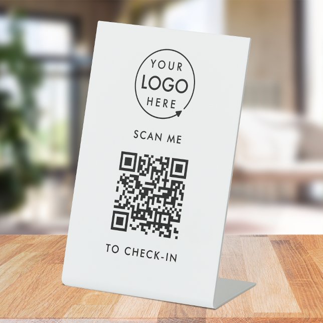 Signe De Table Enregistrement de code QR | Logo professionnel san (Créateur téléchargé)