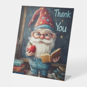 Signe De Table Enseignant Gnome Cute - Illustration Merci