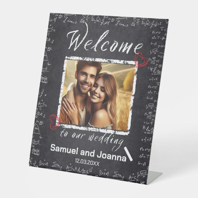 Signe De Table Enseignants Mariage Chalk Board Bienvenue (Recto)