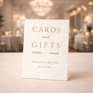 Signe De Table Enseigne Cartes et Cadeaux Elégants Ivoire Or
