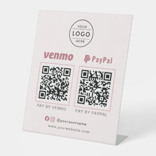 Signe De Table Enseigne commerciale à code QR avec logo rose blus