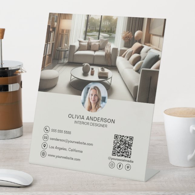 Signe De Table Enseigne commerciale QR Code photo personnalisée (In SItu)