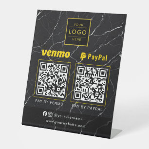 Signe De Table Enseigne commerciale QR luxe en marbre noir et or