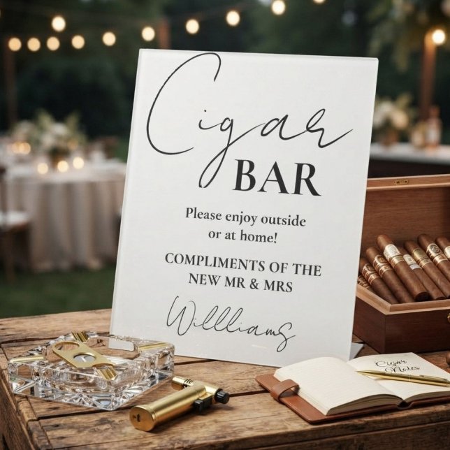 Signe De Table Enseigne de bar à cigares de mariage à script mini (Créateur téléchargé)