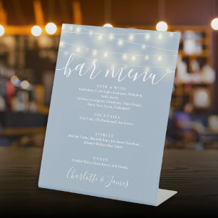 Signe De Table Enseigne de bar de mariage Dusty Blue avec guirlan