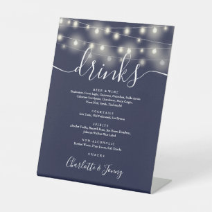 Signe De Table Enseigne de Boissons de Mariage avec Guirlande Lum
