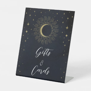 Signe De Table Enseigne de cadeaux et cartes Étoiles dorées Nuit