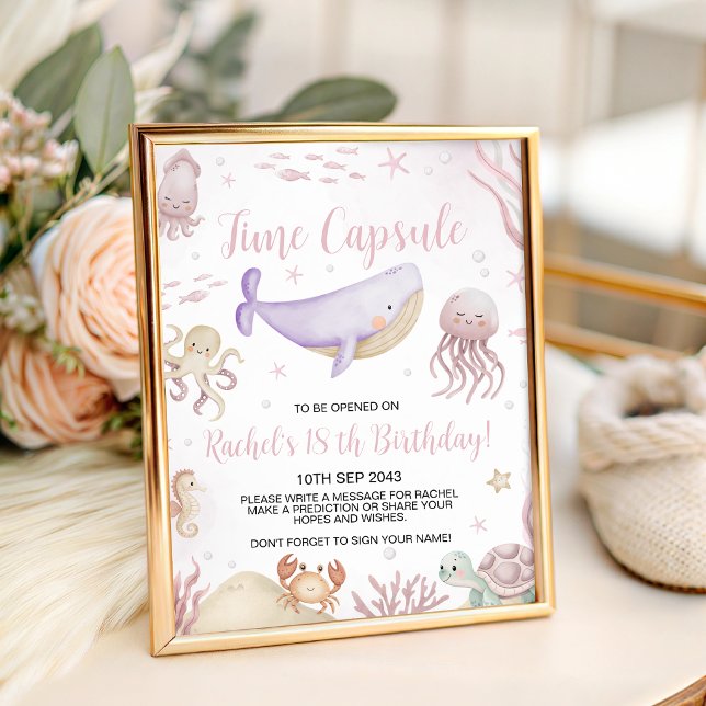 Signe De Table Enseigne de capsule temporelle d'animaux marins pa (Créateur téléchargé)