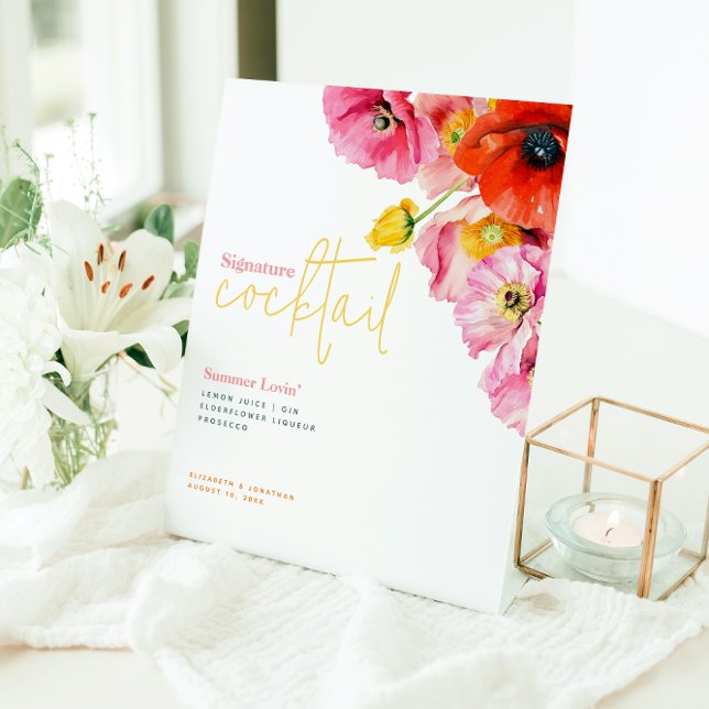 Signe De Table Enseigne de cocktail à signature de pavot floral m (Créateur téléchargé)