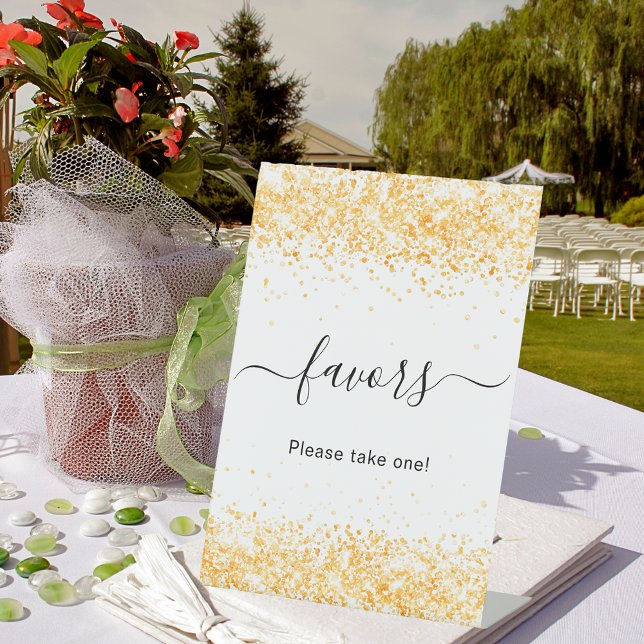 Signe De Table Enseigne de confettis en or blanc (Créateur téléchargé)
